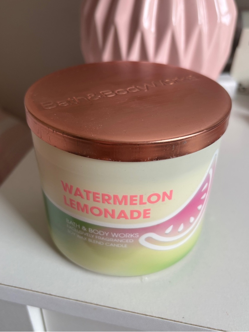 Bath & Body Works Watermelon Lemonade Jar Candle - Pink/Green/Copper